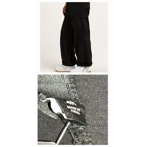 New Torrid Black Wide Joggers Stretchy Cargo Challis Pants Size 26/28 46x30 4